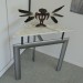 Designertable with a small sculpture - table whtieTisch weißer marble and metal, sculpture wood and pigeonfeather