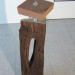without title - old framework bar (oak), red sandstone and stainless steel